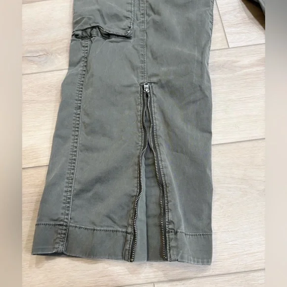 Abercrombie Fitch Baggy Cargo Pants Women S Army Green Pull-on Drawstring Zipper - Picture 6 of 9